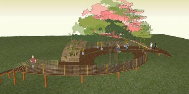 Sketchup景观模型|廊道景观，中式风格