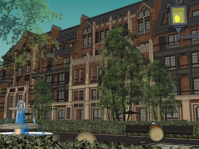 Sketchup住宅模型|多层住宅，花园洋房，居住建筑，古典风格