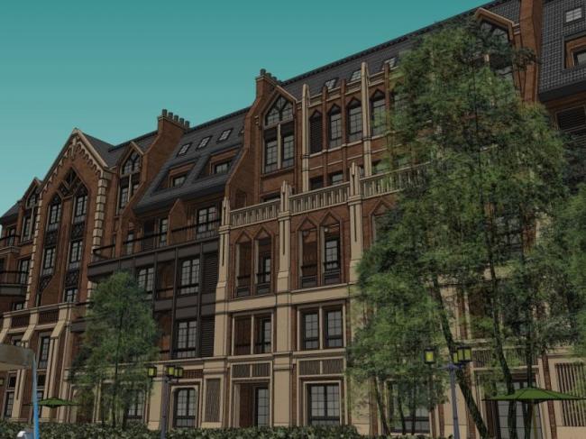 Sketchup住宅模型|多层住宅，花园洋房，居住建筑，古典风格