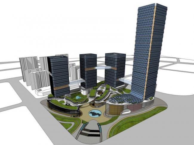 Sketchup综合体模型|超高层商业综合体，办公，住宅，现代风格