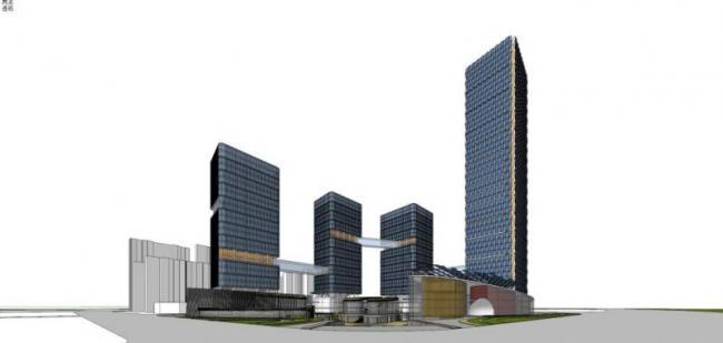 Sketchup综合体模型|超高层商业综合体，办公，住宅，现代风格
