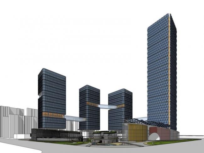 Sketchup综合体模型|超高层商业综合体，办公，住宅，现代风格