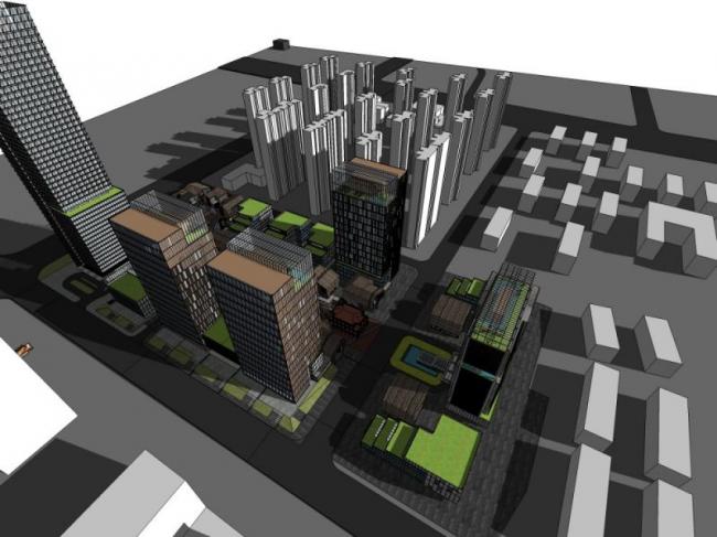 Sketchup综合体模型|多高层商业综合体，办公，古典风格