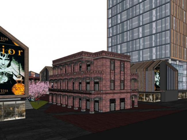 Sketchup综合体模型|多高层商业综合体，办公，古典风格