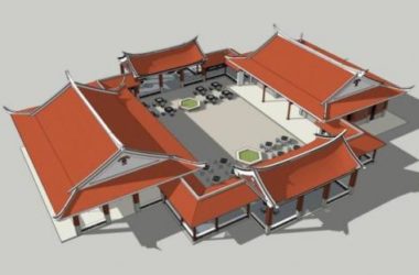 Sketchup古建筑模型|多层闽南建筑，中式风格，古建-BIM建筑网