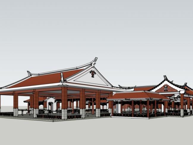 Sketchup古建筑模型|多层闽南建筑，中式风格，古建
