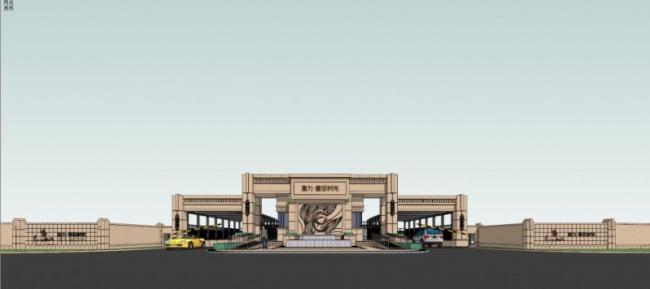 Sketchup酒店模型|会所入口，古典风格