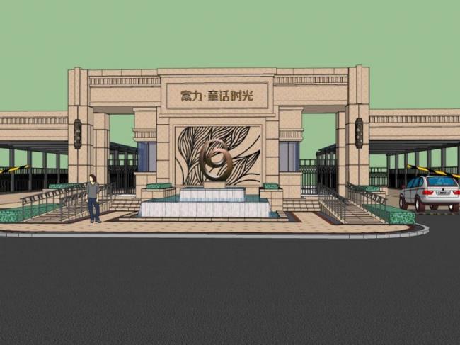 Sketchup酒店模型|会所入口，古典风格