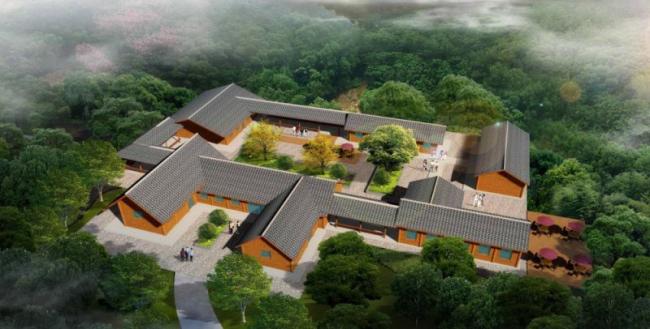 Sketchup酒店模型|度假山庄，中式风格