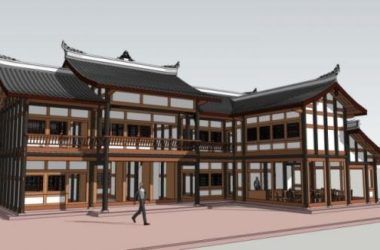 Sketchup住宅模型|小木屋，中式风格-BIM建筑网