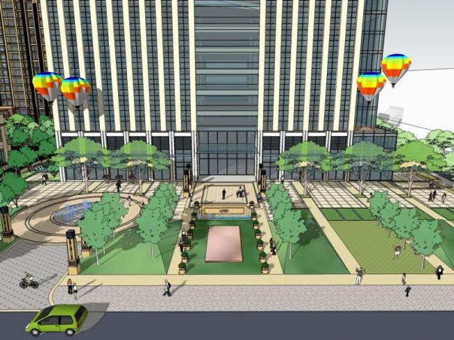 Sketchup景观模型|商业景观，欧式风格，古典风格