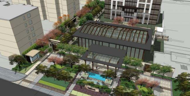 Sketchup景观模型|住宅景观，现代中式风格