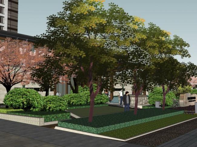 Sketchup景观模型|住宅景观，现代中式风格