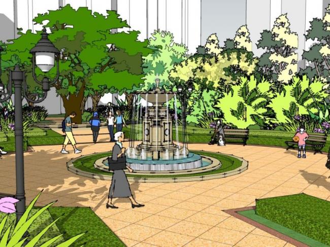 Sketchup景观模型|泳池景观，古典风格