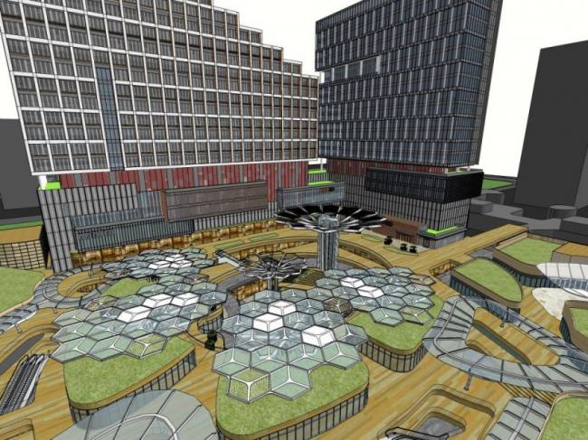 Sketchup综合体模型|多高层商业综合体，办公，住宅，现代风格