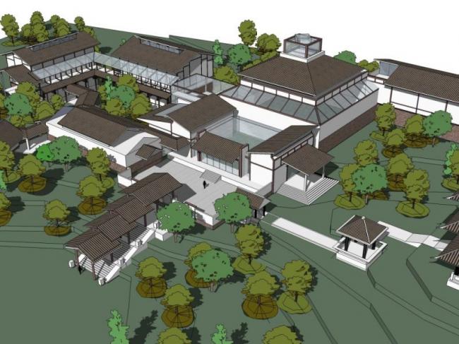 Sketchup文化模型|多层博物馆，文化建筑，中式风格