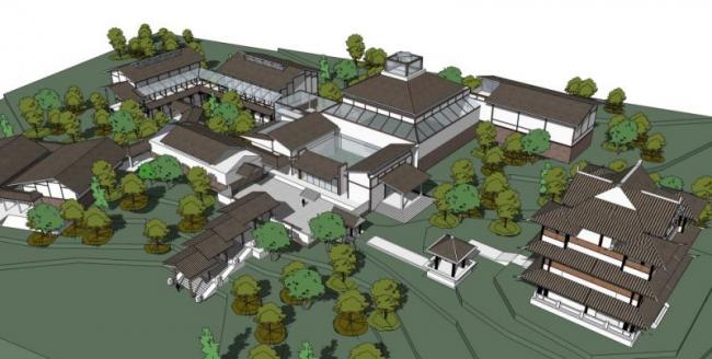 Sketchup文化模型|多层博物馆，文化建筑，中式风格