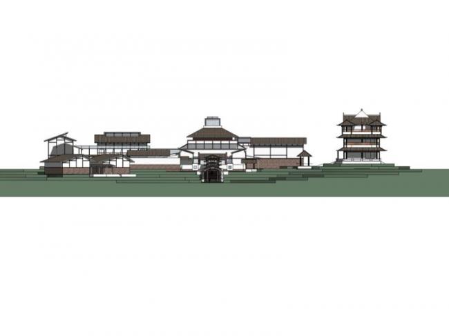 Sketchup文化模型|多层博物馆，文化建筑，中式风格