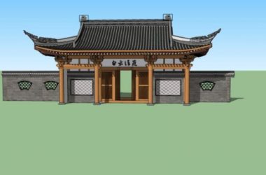 Sketchup小品模型|大门，中式风格，小品-BIM建筑网