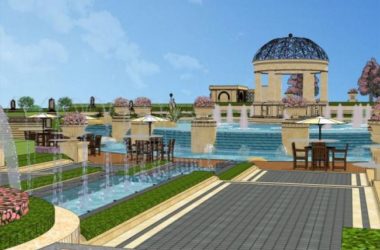 Sketchup景观模型|居住区景观，古典风格-BIM建筑网