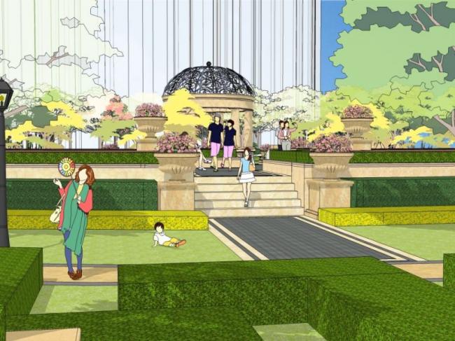 Sketchup景观模型|居住区景观，古典风格