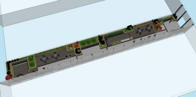 Sketchup景观模型|屋顶花园景观，现代风格