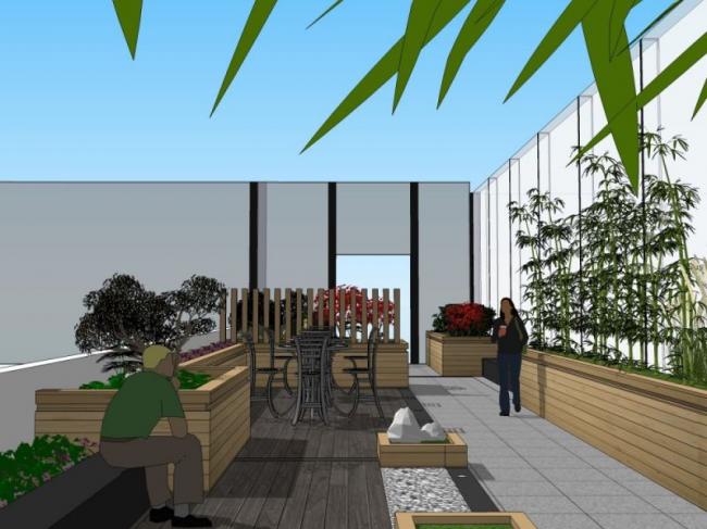 Sketchup景观模型|屋顶花园景观，现代风格