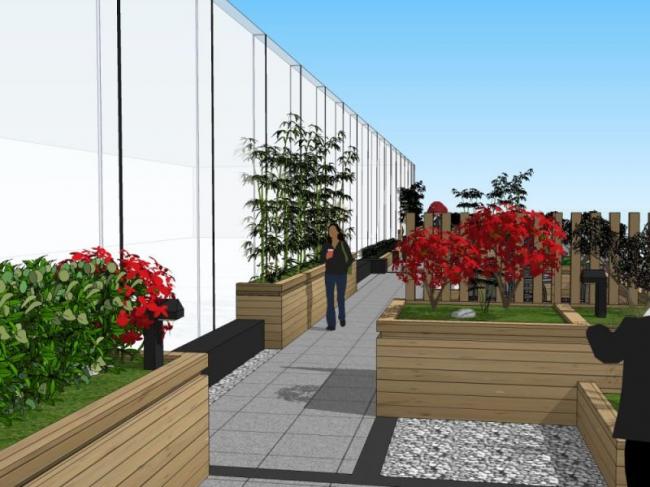 Sketchup景观模型|屋顶花园景观，现代风格