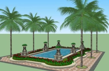 Sketchup景观模型|广场景观，欧式风格，古典风格-BIM建筑网