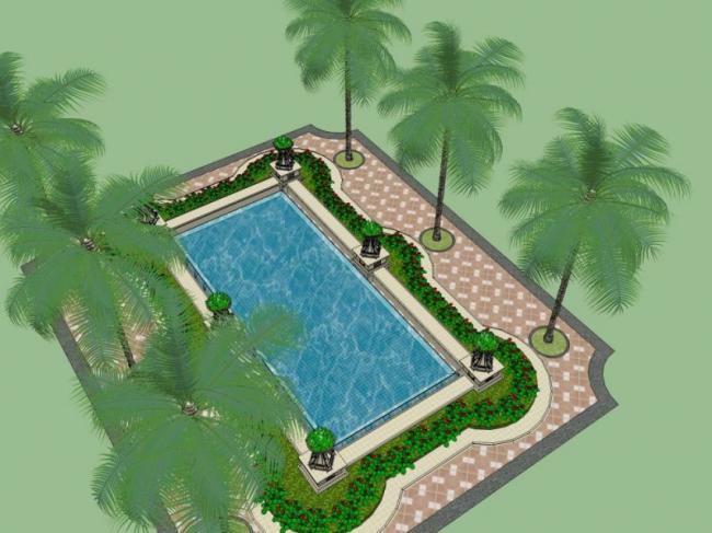 Sketchup景观模型|广场景观，欧式风格，古典风格