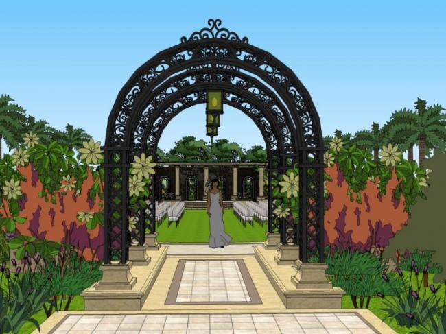 Sketchup景观模型|公园景观，古典风格