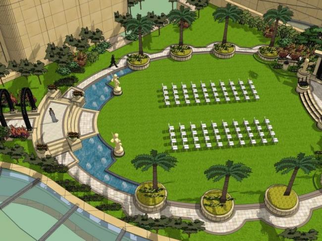 Sketchup景观模型|公园景观，古典风格