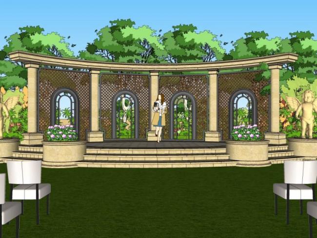 Sketchup景观模型|公园景观，古典风格