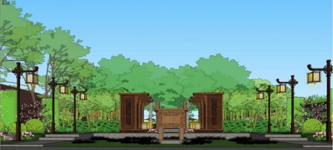 Sketchup景观模型|商业景观，中式风格