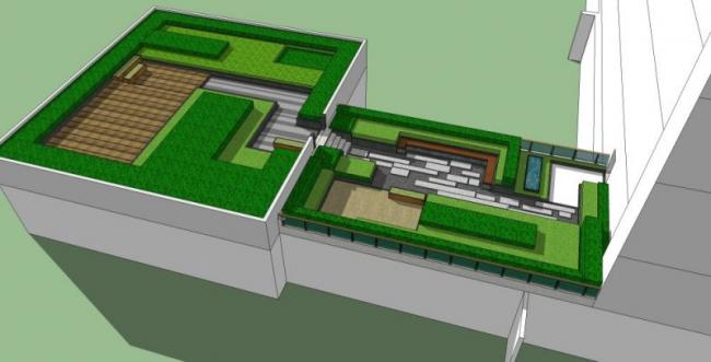 Sketchup景观模型|屋顶花园景观，现代风格