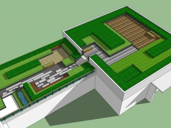 Sketchup景观模型|屋顶花园景观，现代风格