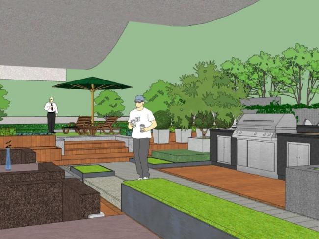 Sketchup景观模型|屋顶花园景观，现代风格