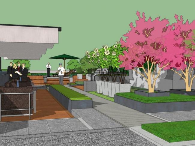 Sketchup景观模型|屋顶花园景观，现代风格