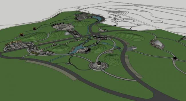 Sketchup景观模型|公园景观，古典风格