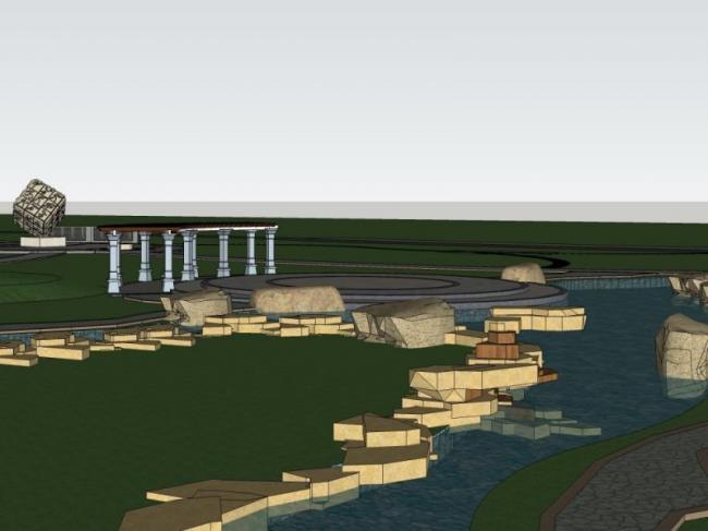 Sketchup景观模型|公园景观，古典风格