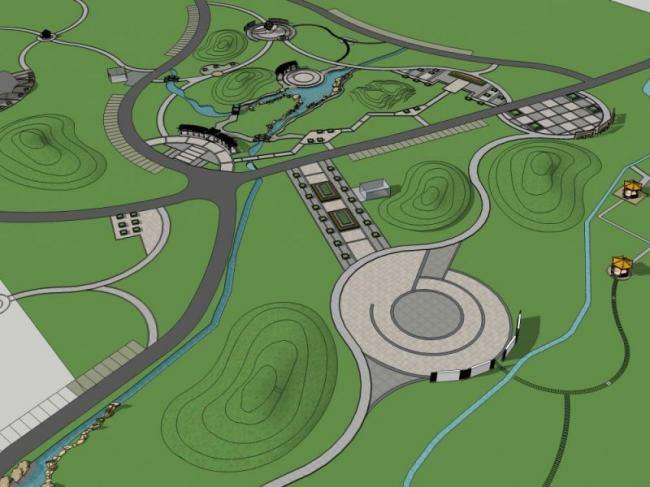 Sketchup景观模型|公园景观，古典风格