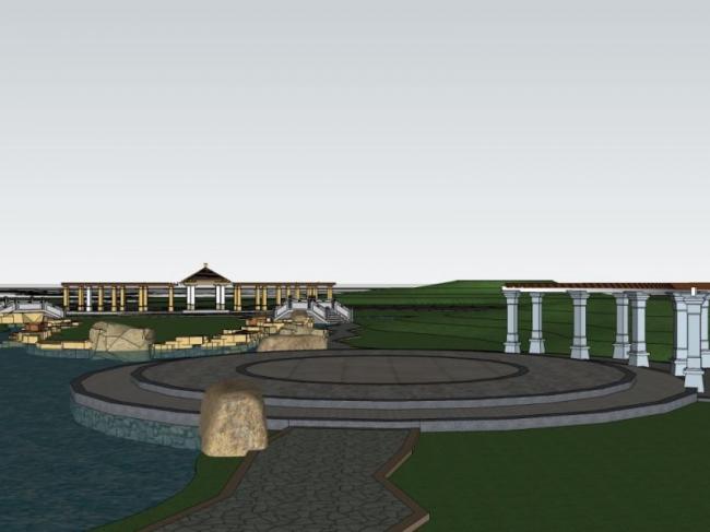 Sketchup景观模型|公园景观，古典风格