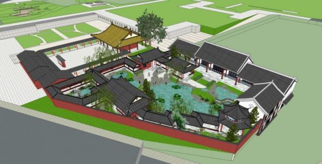 Sketchup景观模型|庭院景观，中式风格