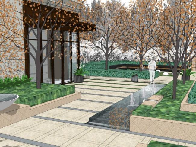 Sketchup景观模型|庭院景观，现代风格
