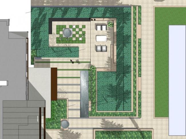 Sketchup景观模型|庭院景观，现代风格