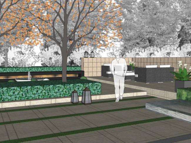 Sketchup景观模型|庭院景观，现代风格