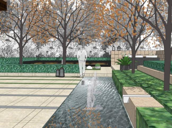 Sketchup景观模型|庭院景观，现代风格