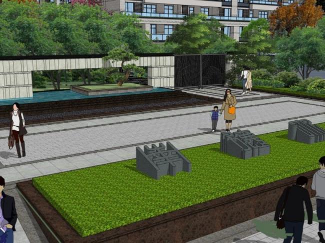 Sketchup景观模型|办公景观，现代风格