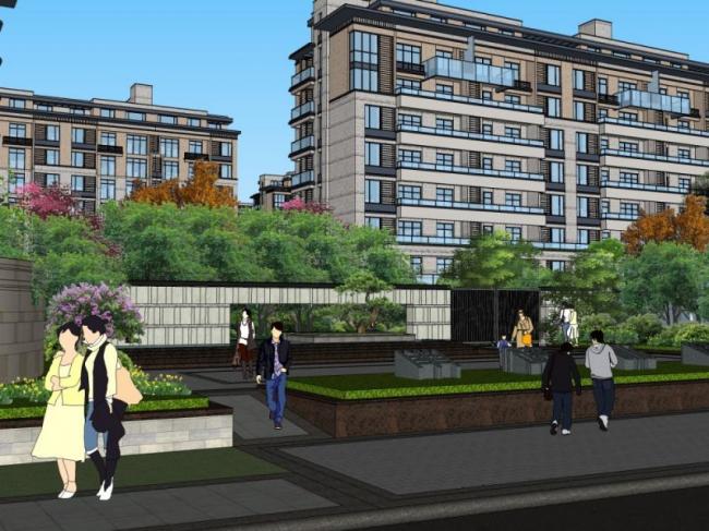 Sketchup景观模型|办公景观，现代风格