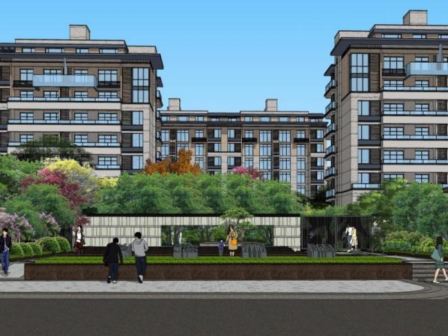 Sketchup景观模型|办公景观，现代风格